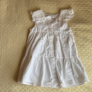 Zara Toddler Girls White Sleeveless Ruffle Collar Easter Dress